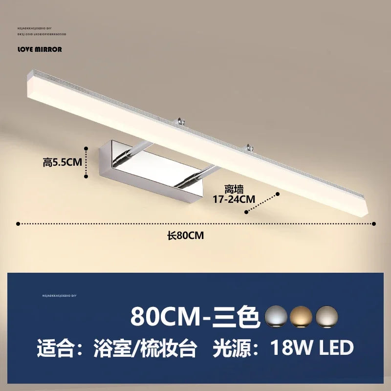 Mirror headlight led bathroom cabinet wall lamp mirror cabinet special makeup lamp no punching sink vanity lamp 220V