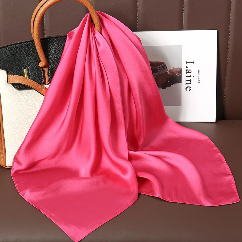 Luxury Brand Scarves for Women Shawl Print Silk Satin Hijab Scarf Female Bandana 70*70cm Square Shawls Scarfs For Ladies 2024