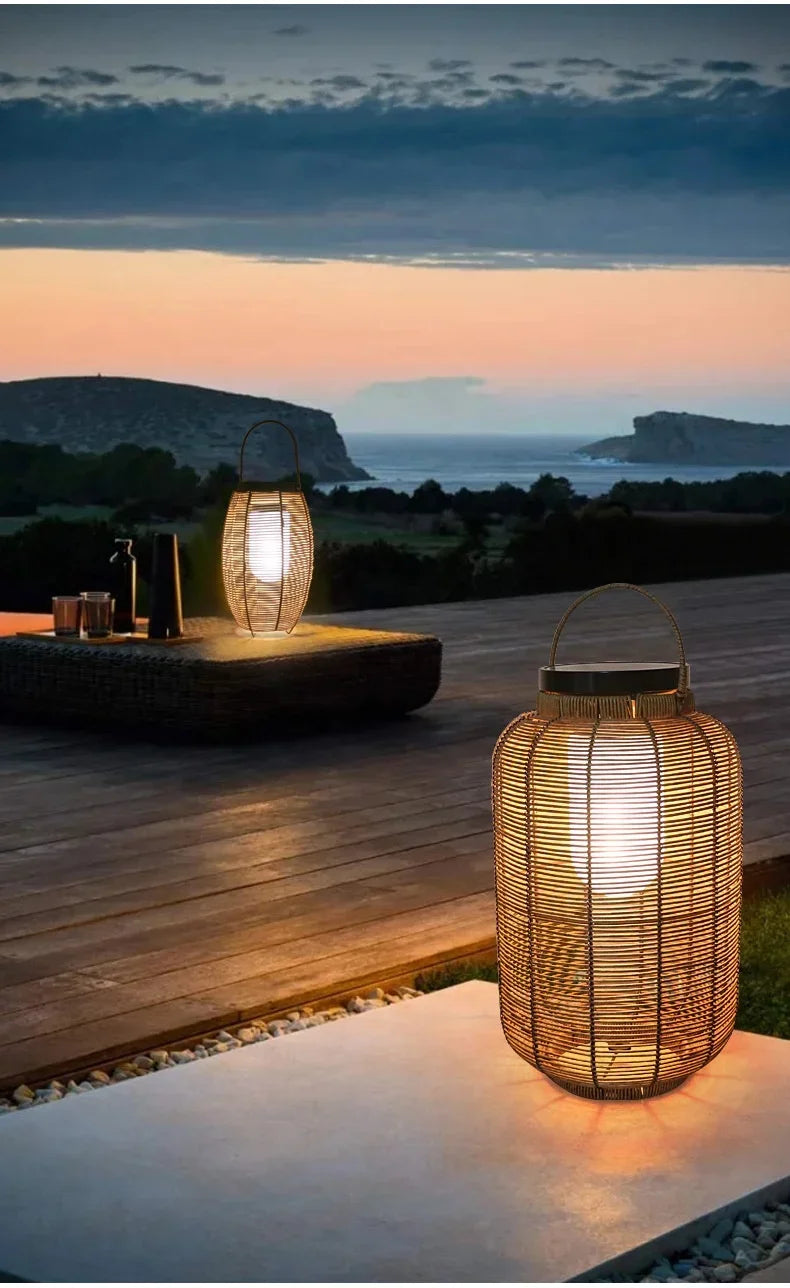 Outdoor Hot selling Handmade  rattan Solar lights for Garden Landscape decor lamp