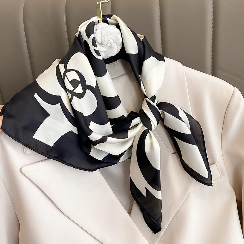 Luxury Brand Scarves for Women Shawl Print Silk Satin Hijab Scarf Female Bandana 70*70cm Square Shawls Scarfs For Ladies 2024