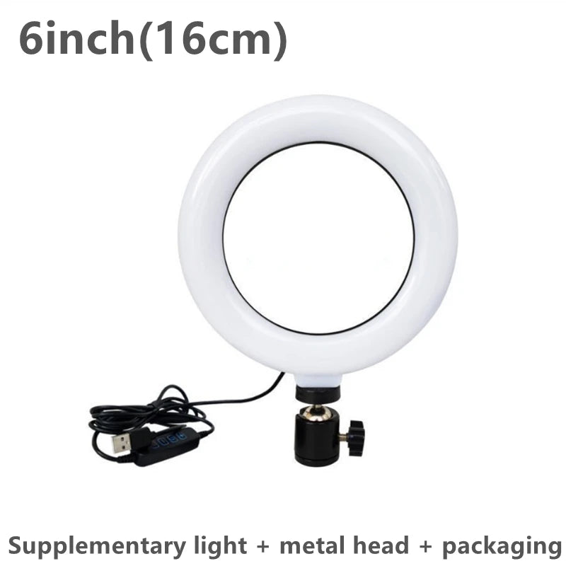 10/8/6/12 Inch Self-Timer Ring Light Photography Fill Light LED Ring Light Kit for Video Recording and Live Broadcast Equipment