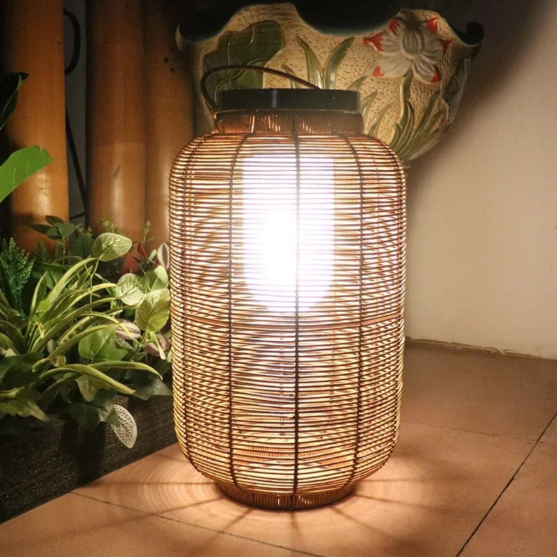 Outdoor Hot selling Handmade  rattan Solar lights for Garden Landscape decor lamp