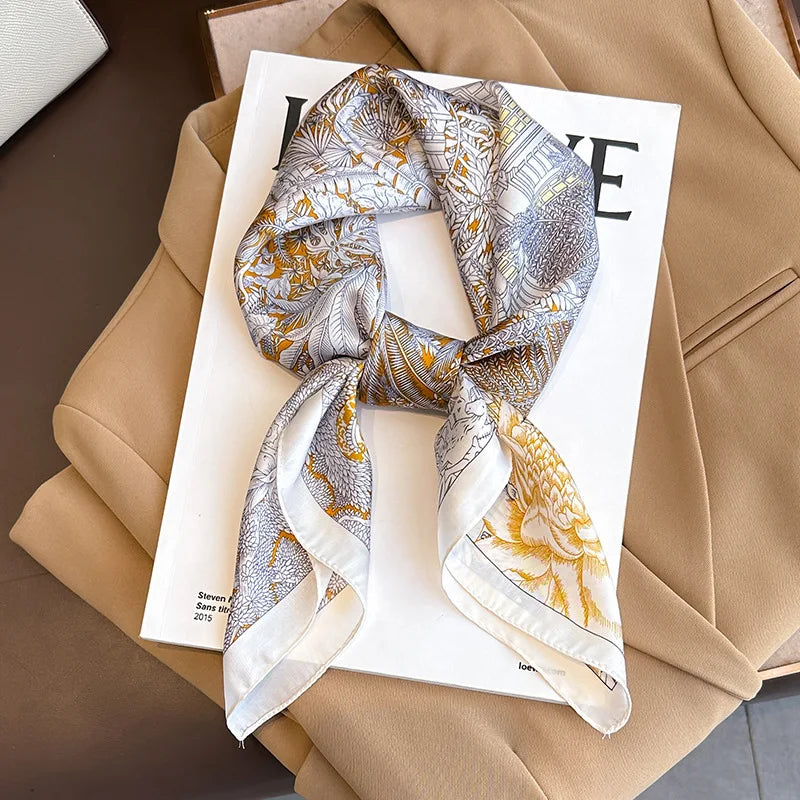 Luxury Brand Scarves for Women Shawl Print Silk Satin Hijab Scarf Female Bandana 70*70cm Square Shawls Scarfs For Ladies 2024