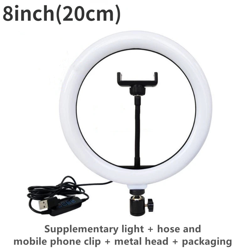 10/8/6/12 Inch Self-Timer Ring Light Photography Fill Light LED Ring Light Kit for Video Recording and Live Broadcast Equipment