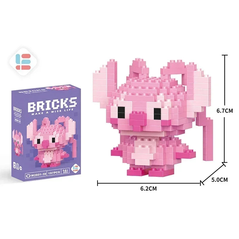 Disney Stitch Building Blocks Anime Kawaii Cartoon mini Action Children's Figures Blocks Bricks Assemble DIY Toys Gift for Kids