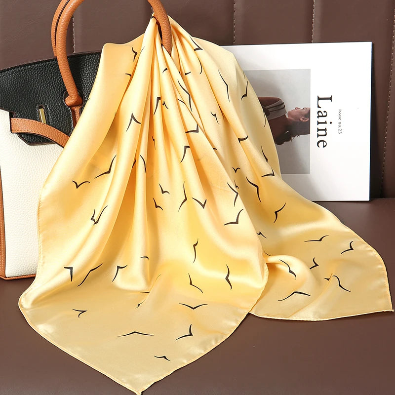 Luxury Brand Scarves for Women Shawl Print Silk Satin Hijab Scarf Female Bandana 70*70cm Square Shawls Scarfs For Ladies 2024