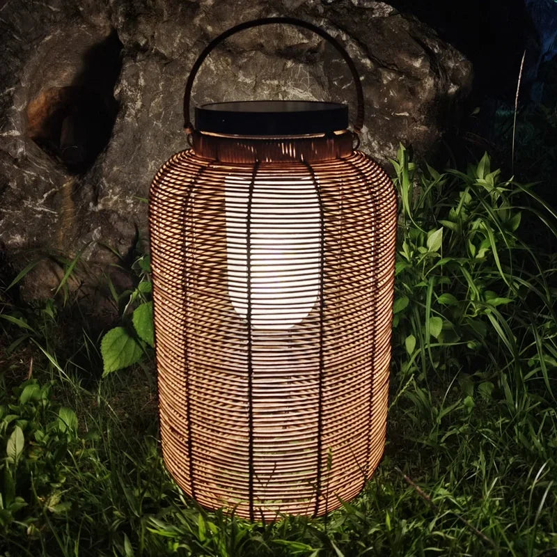 Outdoor Hot selling Handmade  rattan Solar lights for Garden Landscape decor lamp