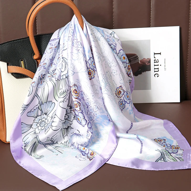 Luxury Brand Scarves for Women Shawl Print Silk Satin Hijab Scarf Female Bandana 70*70cm Square Shawls Scarfs For Ladies 2024