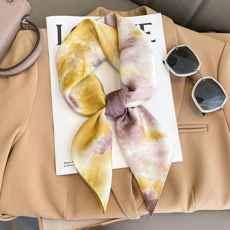 Luxury Brand Scarves for Women Shawl Print Silk Satin Hijab Scarf Female Bandana 70*70cm Square Shawls Scarfs For Ladies 2024