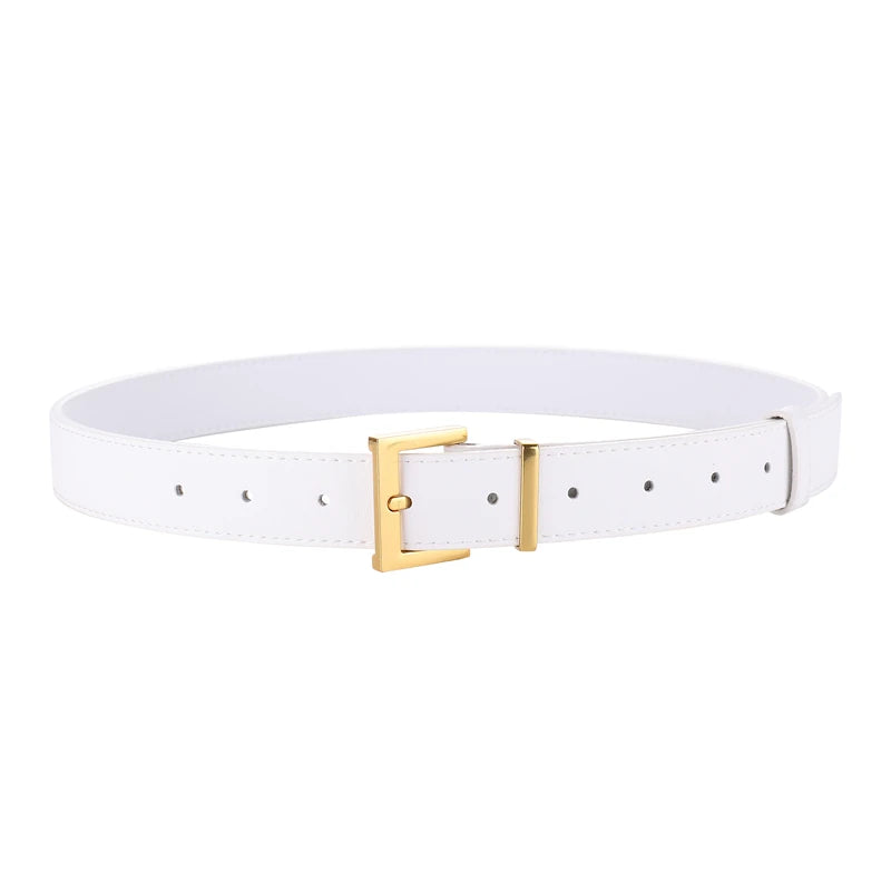 Luxury Double Genuine Leather Belt for Women Jeans Casual Dress Metal Buckle Ladies Thin Belts Fashion Waistband Free Size