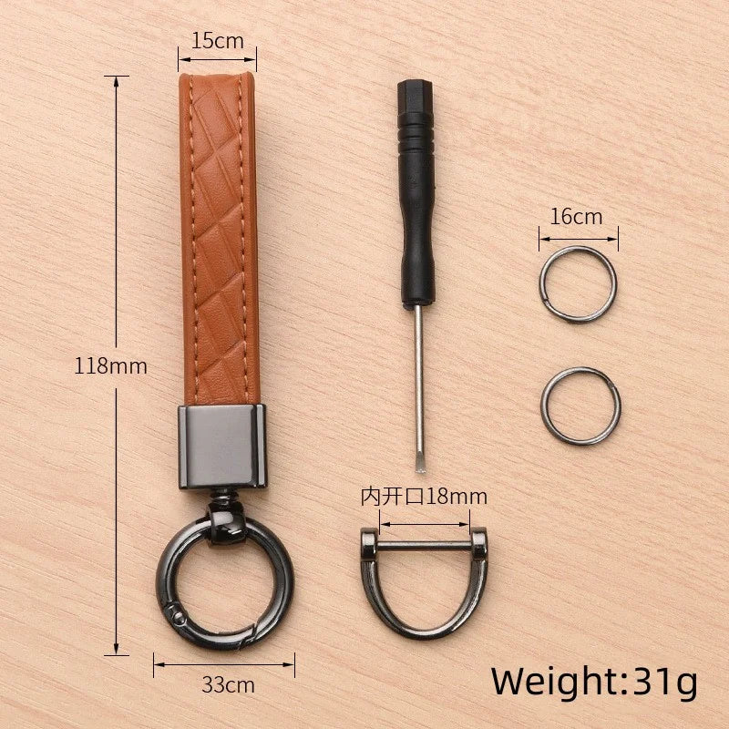 Luxury Genuine Leather Plaid Keychain 5 Colors Women Men Black Buckle Car Key Ring Chain Holder Jewelry Gift Chaveiro