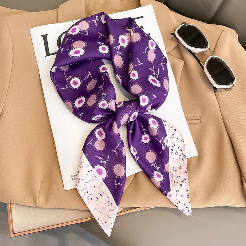 Luxury Brand Scarves for Women Shawl Print Silk Satin Hijab Scarf Female Bandana 70*70cm Square Shawls Scarfs For Ladies 2024