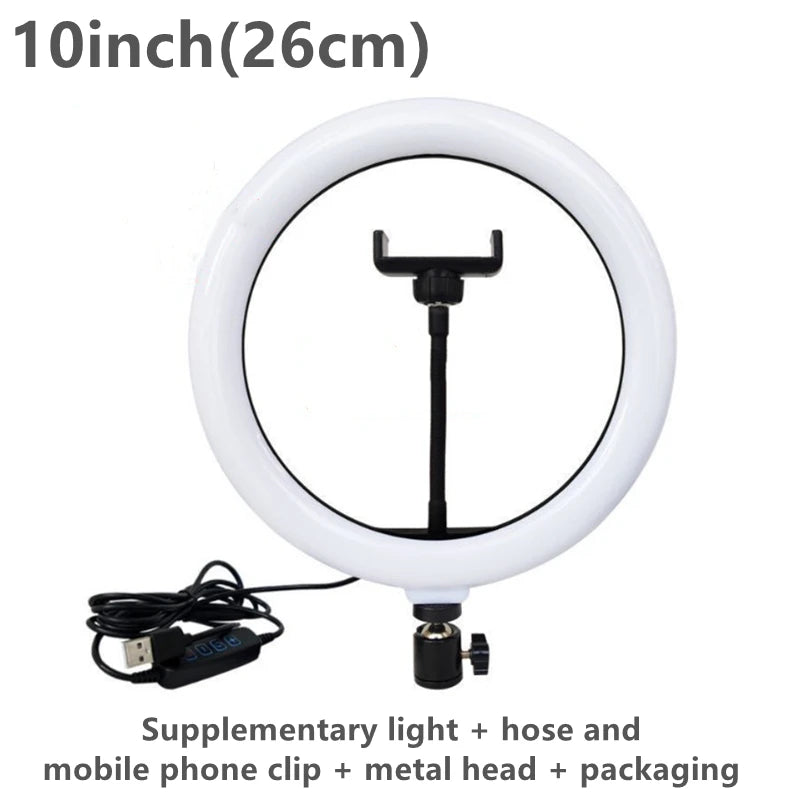 10/8/6/12 Inch Self-Timer Ring Light Photography Fill Light LED Ring Light Kit for Video Recording and Live Broadcast Equipment