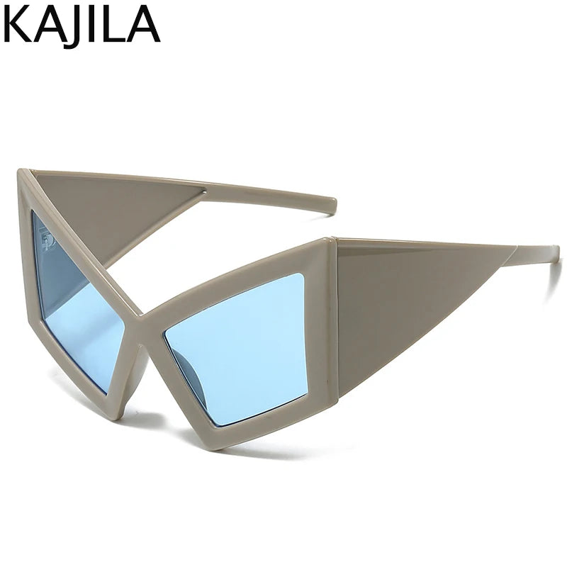 Oversized Cat Eye Sunglasses Women Big Frame 2024 Luxury Brand Shield Punk Sun Glasses For Ladies Windproof Eyewear Shades UV400