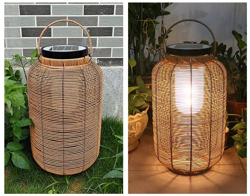 Outdoor Hot selling Handmade  rattan Solar lights for Garden Landscape decor lamp