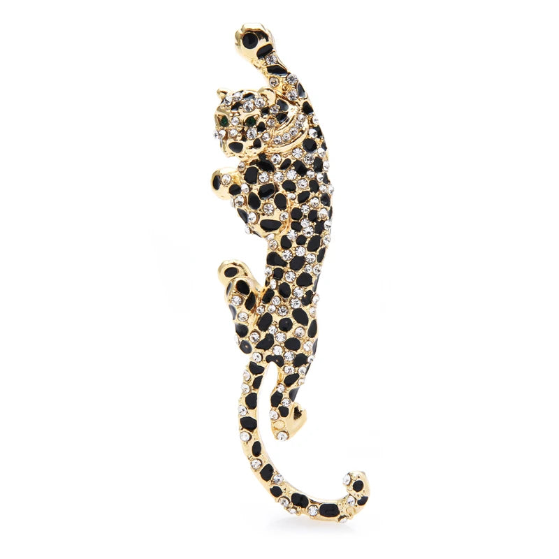 Wuli&baby Big Climbing Leopard Brooch Pins For Women And Men Enamel Animal Brooches Winter Luxury Jewelry New Year Gift