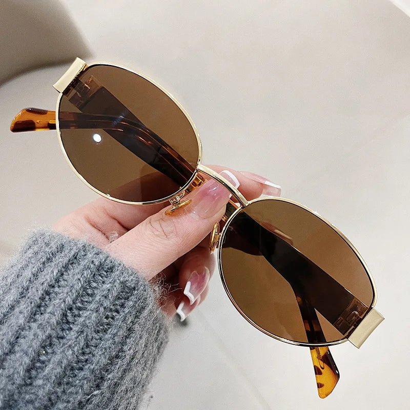 Fashion Oval Sunglasses Women Retro Trend Outdoor Metal Sun Glasses High Quality Classic Men Luxury Brand Eyewear UV400 Goggles